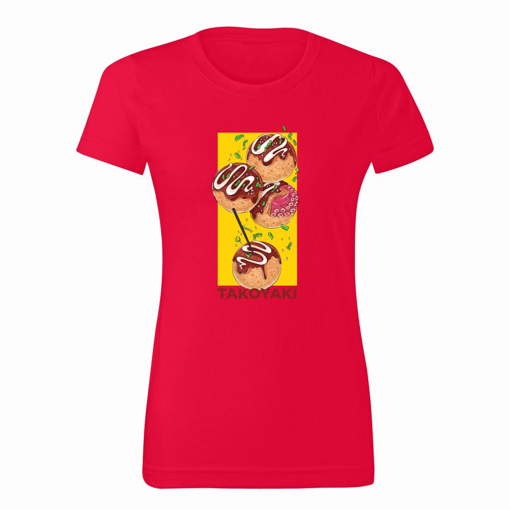 Takoyaki koszulka damska kolor czerwony