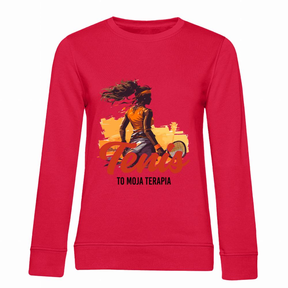 Tenis to moja terapia bluza damska bez kaptura kolor czerwony