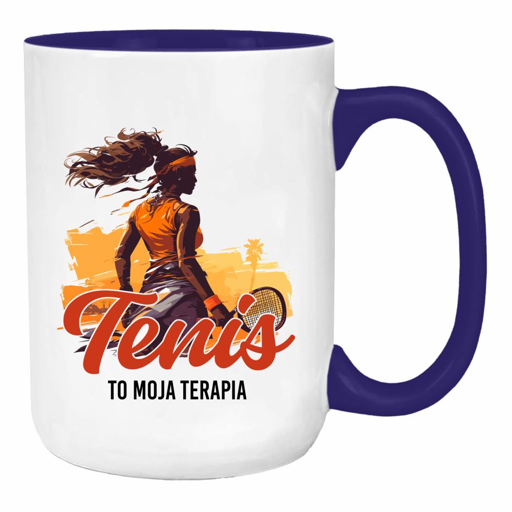 Tenis to moja terapia duży kubek ucho kolor kolor navy