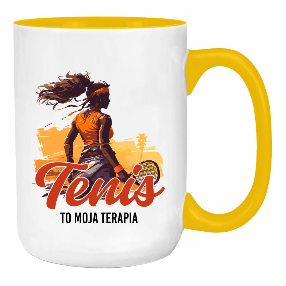 Tenis to moja terapia duży kubek ucho kolor kolor żółty