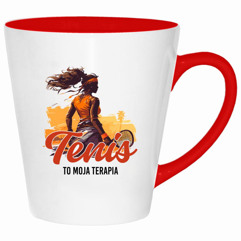 Tenis to moja terapia kubek latte kolor czerwony latte