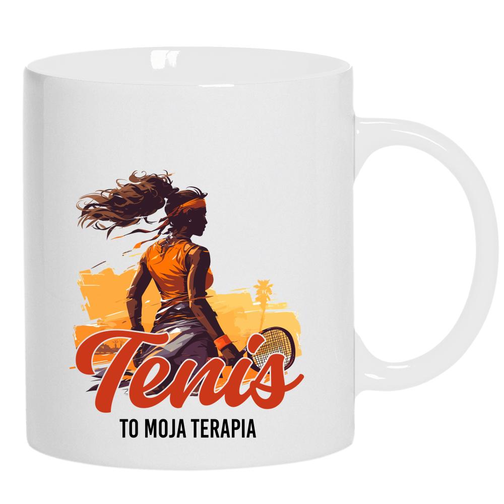 Tenis to moja terapia kubek ucho kolor kolor biały