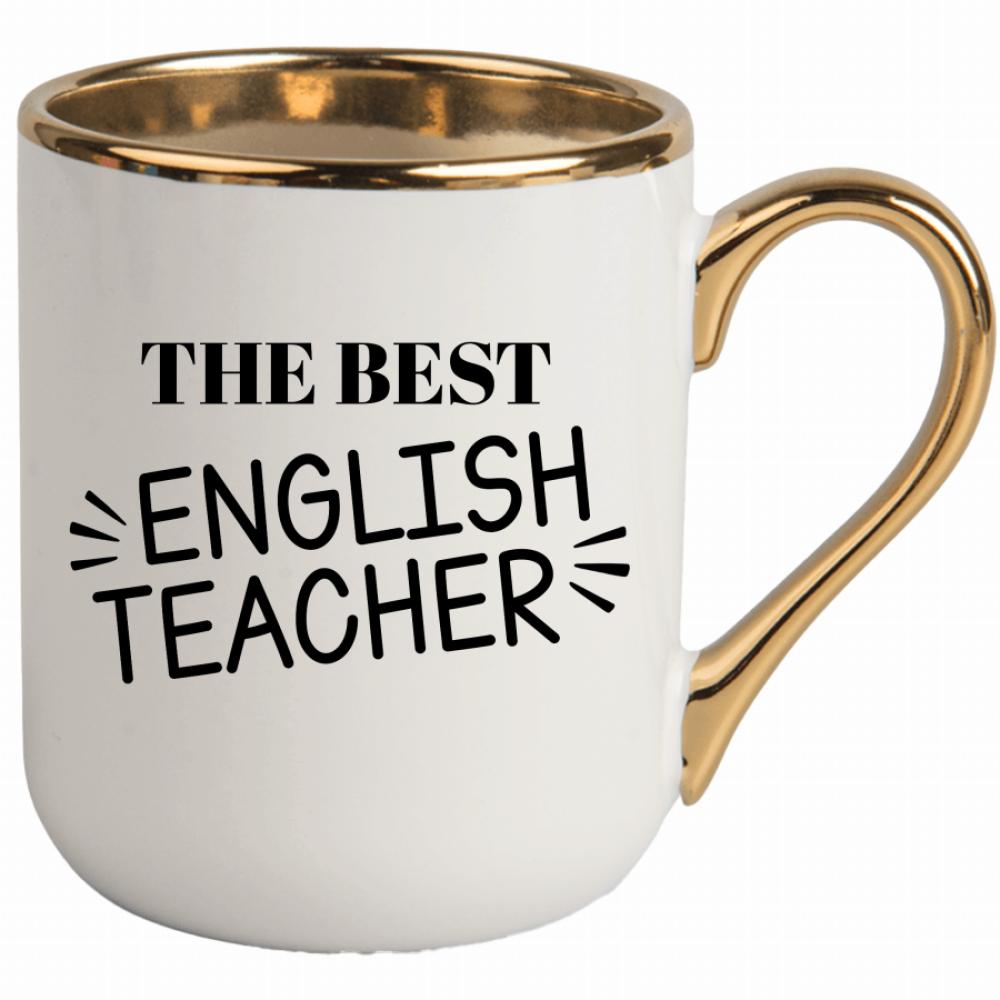 The Best English Teacher kubek elegant biały kolor niebieski