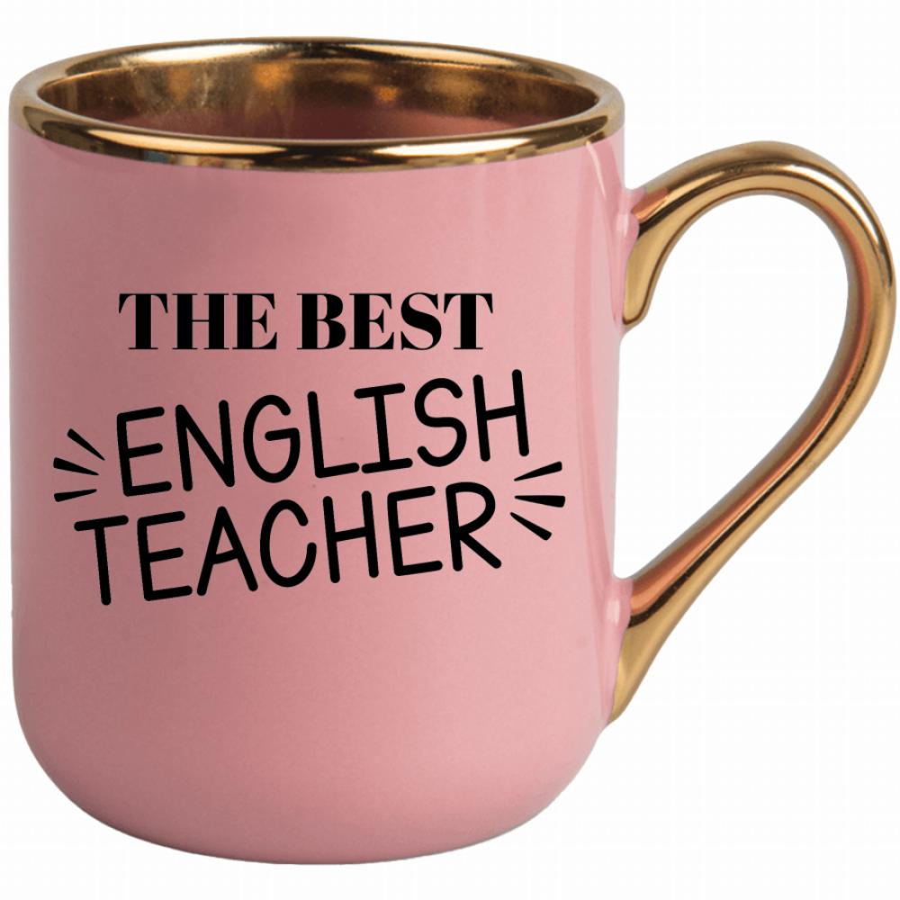 The Best English Teacher kubek elegant różowy kolor niebieski