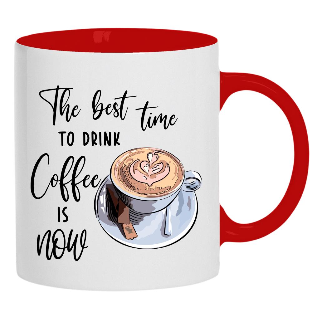 The Best Time to Drink Coffee is Now kubek ucho kolor