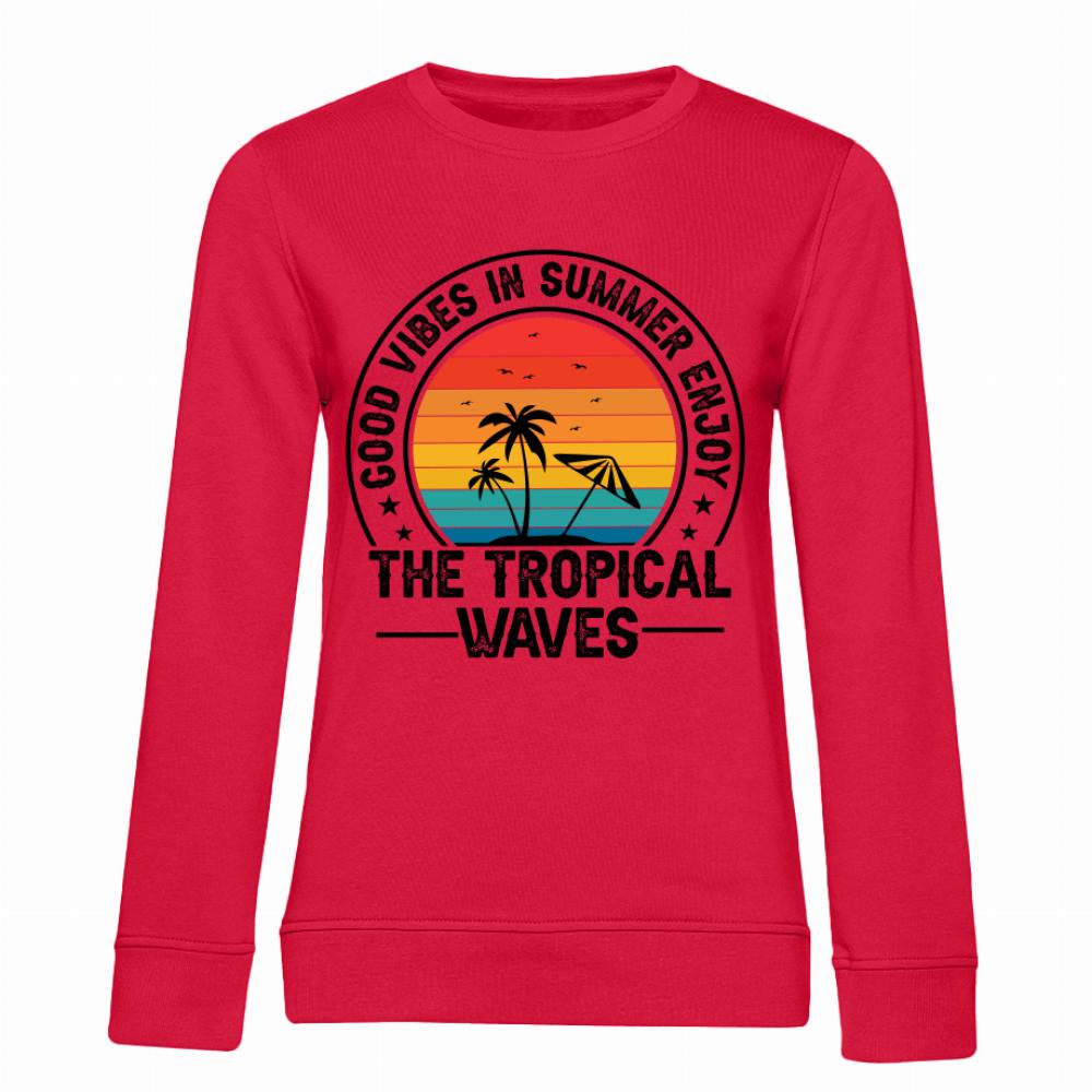The Tropical Waves bluza damska bez kaptura kolor czerwony