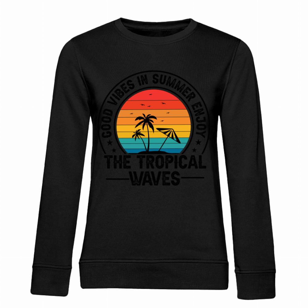 The Tropical Waves bluza damska bez kaptura kolor turkusowy