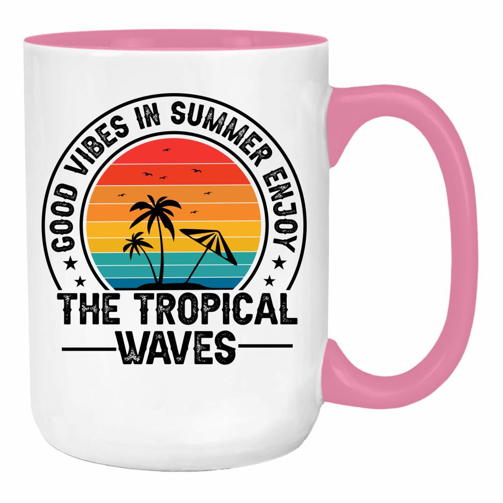 The Tropical Waves duży kubek ucho kolor kolor różowy
