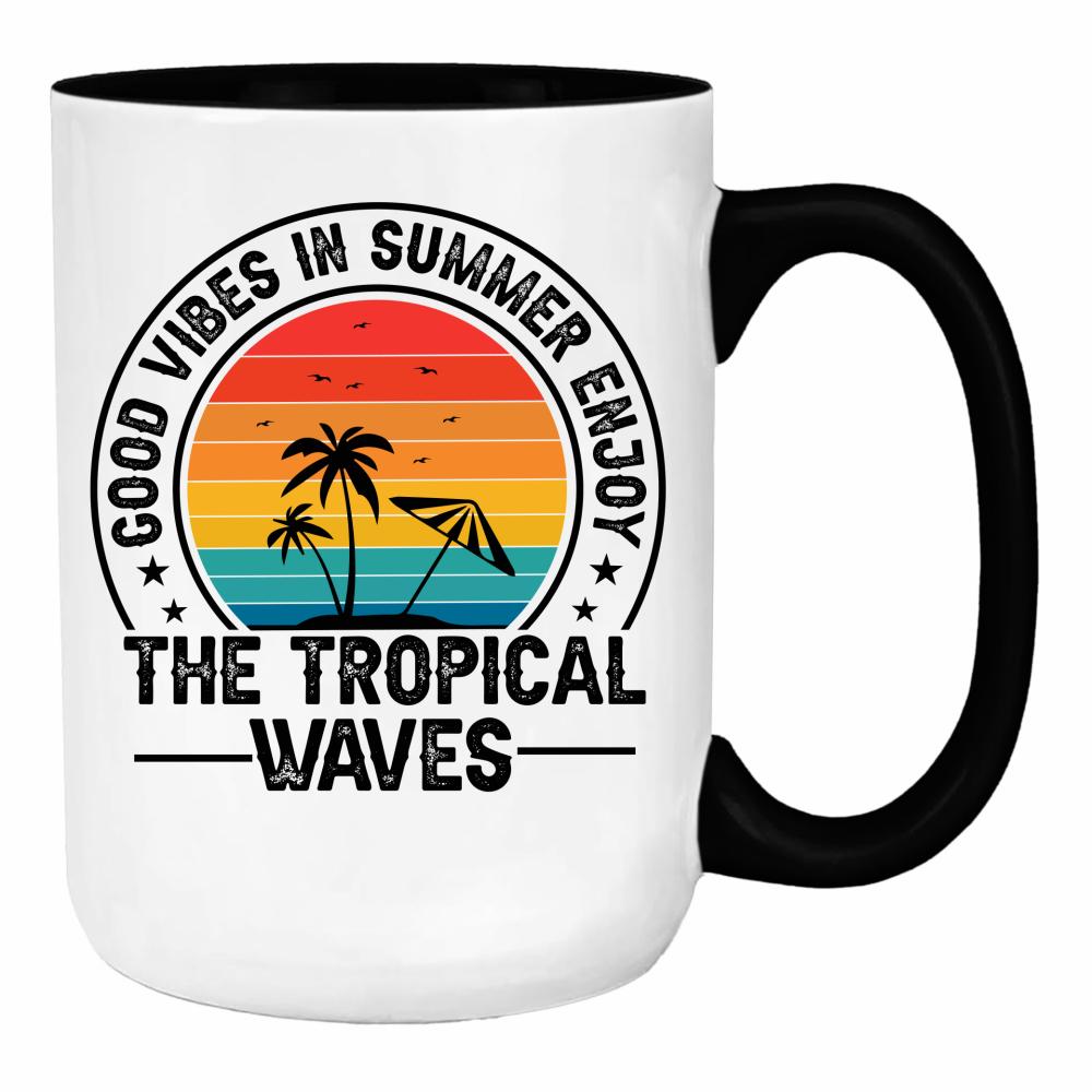 The Tropical Waves duży kubek ucho kolor kolor zielony