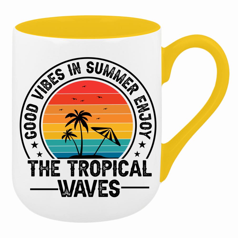 The Tropical Waves kubek coffee kolor żółty
