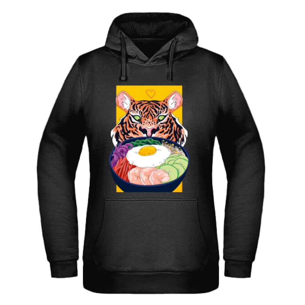 Tiger Ramen bluza damska z kapturem kolor red