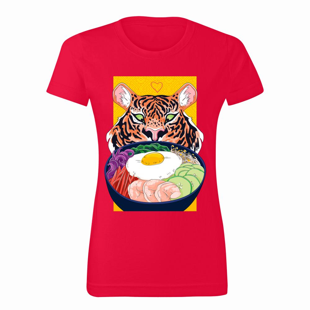 Tiger Ramen koszulka damska kolor czerwony