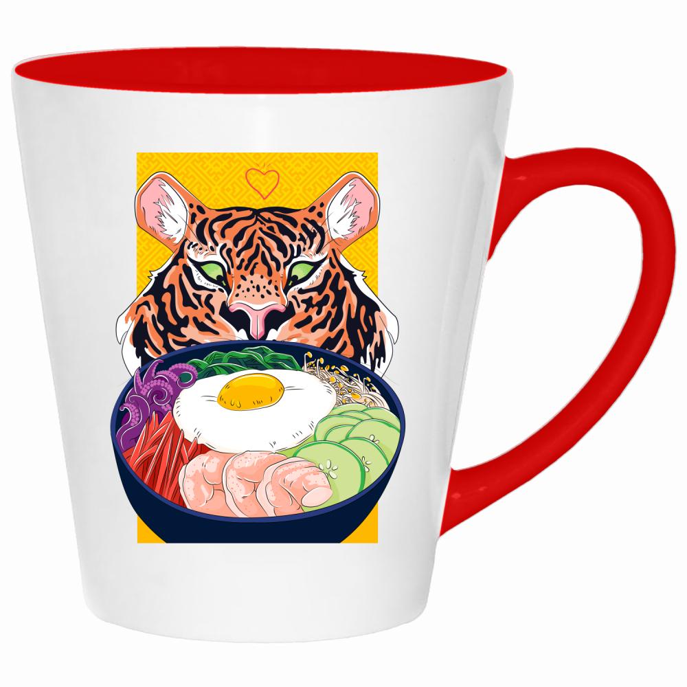 Tiger Ramen kubek latte kolor czerwony latte
