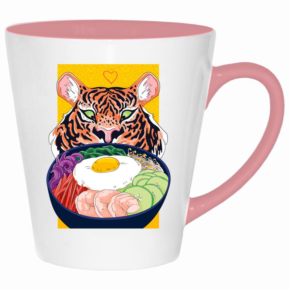 Tiger Ramen kubek latte kolor pink