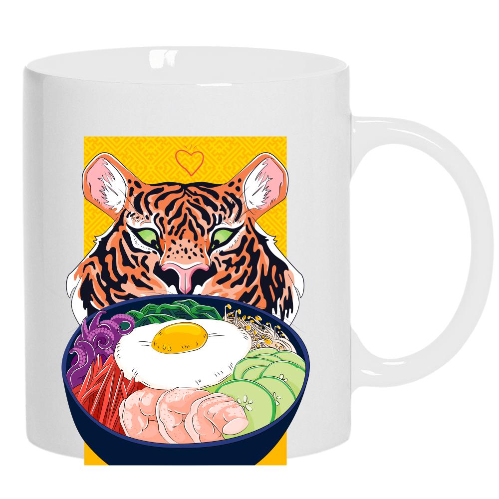 Tiger Ramen kubek ucho kolor kolor biały