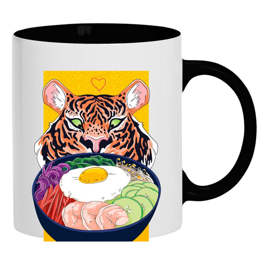 Tiger Ramen kubek ucho kolor kolor czarnyy