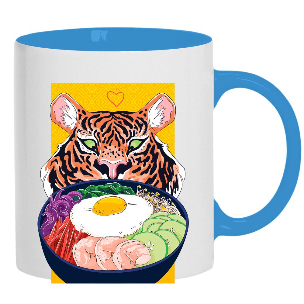 Tiger Ramen kubek ucho kolor kolor jasnoniebieski