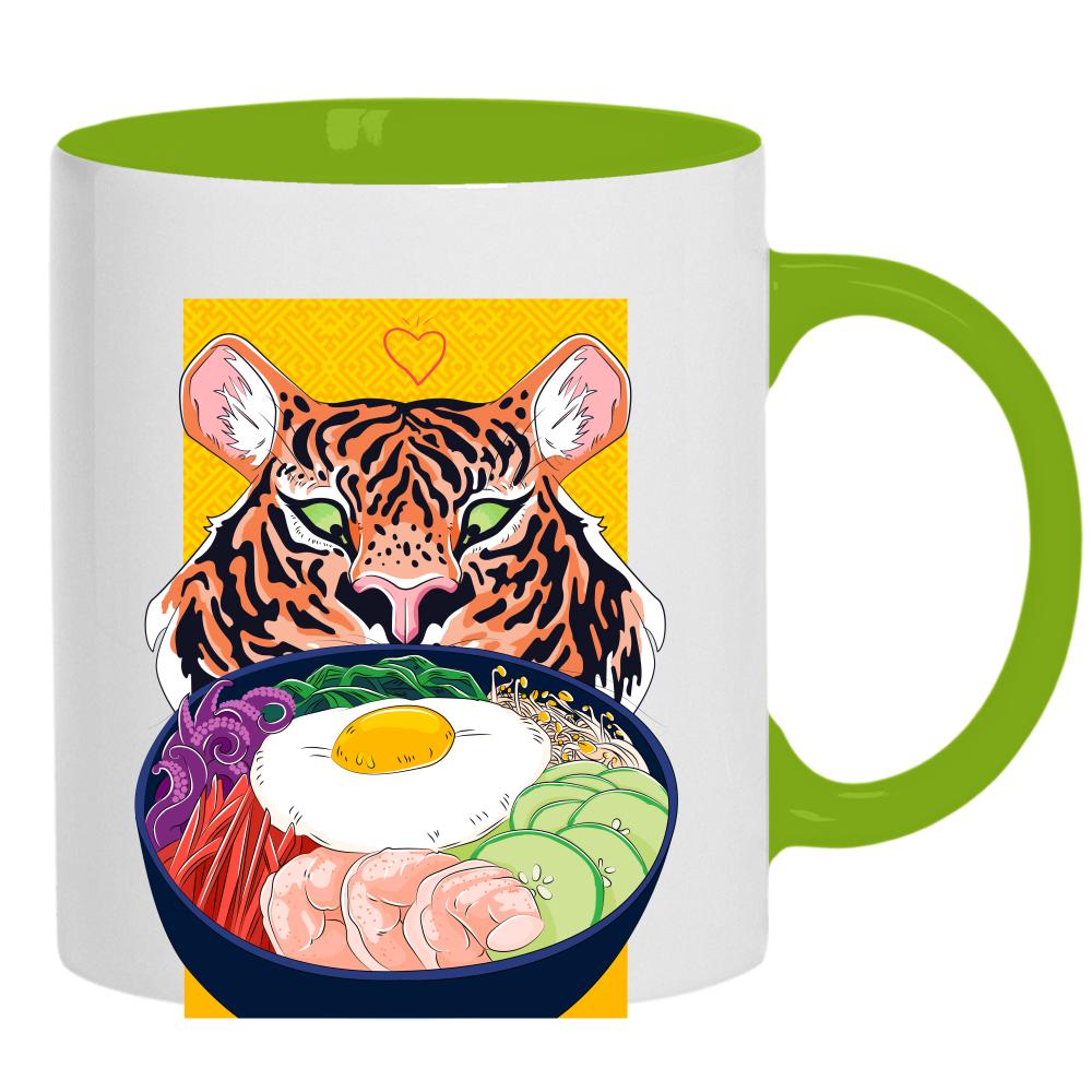 Tiger Ramen kubek ucho kolor kolor zielony
