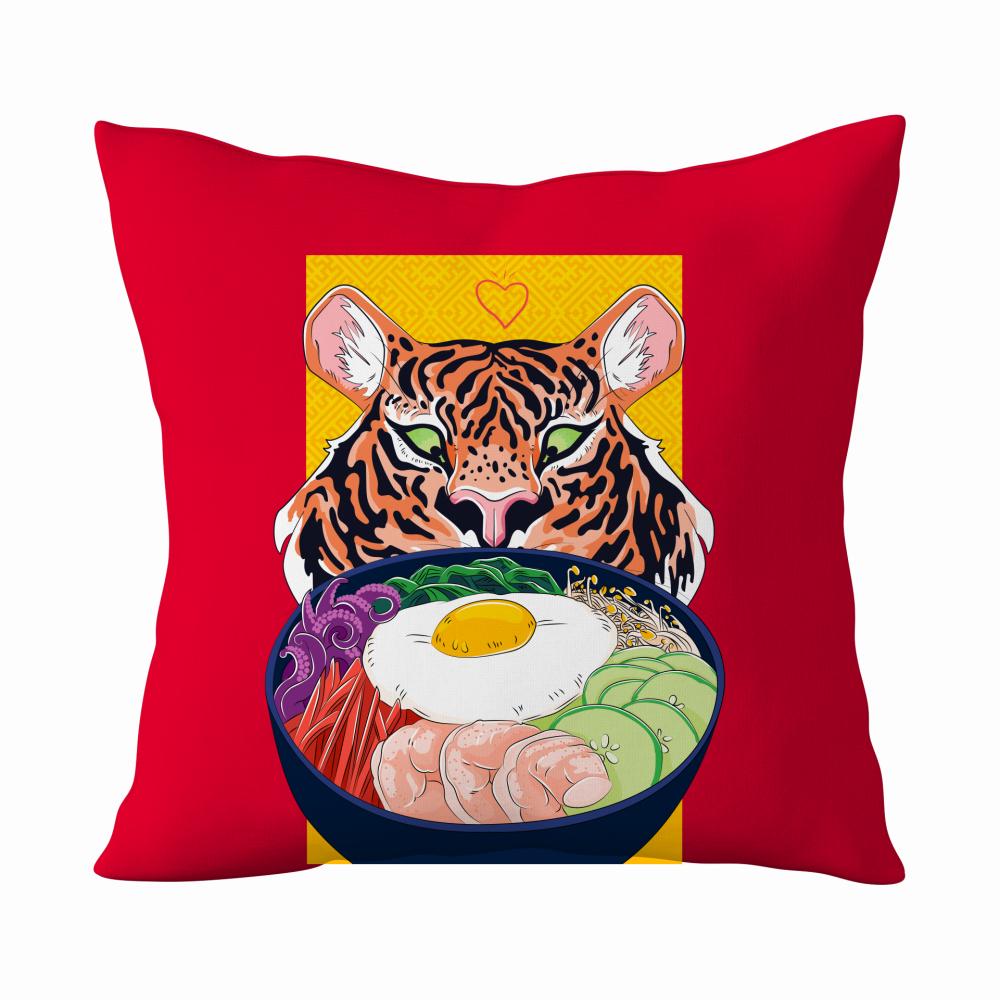 Tiger Ramen poduszka kolor czerwony