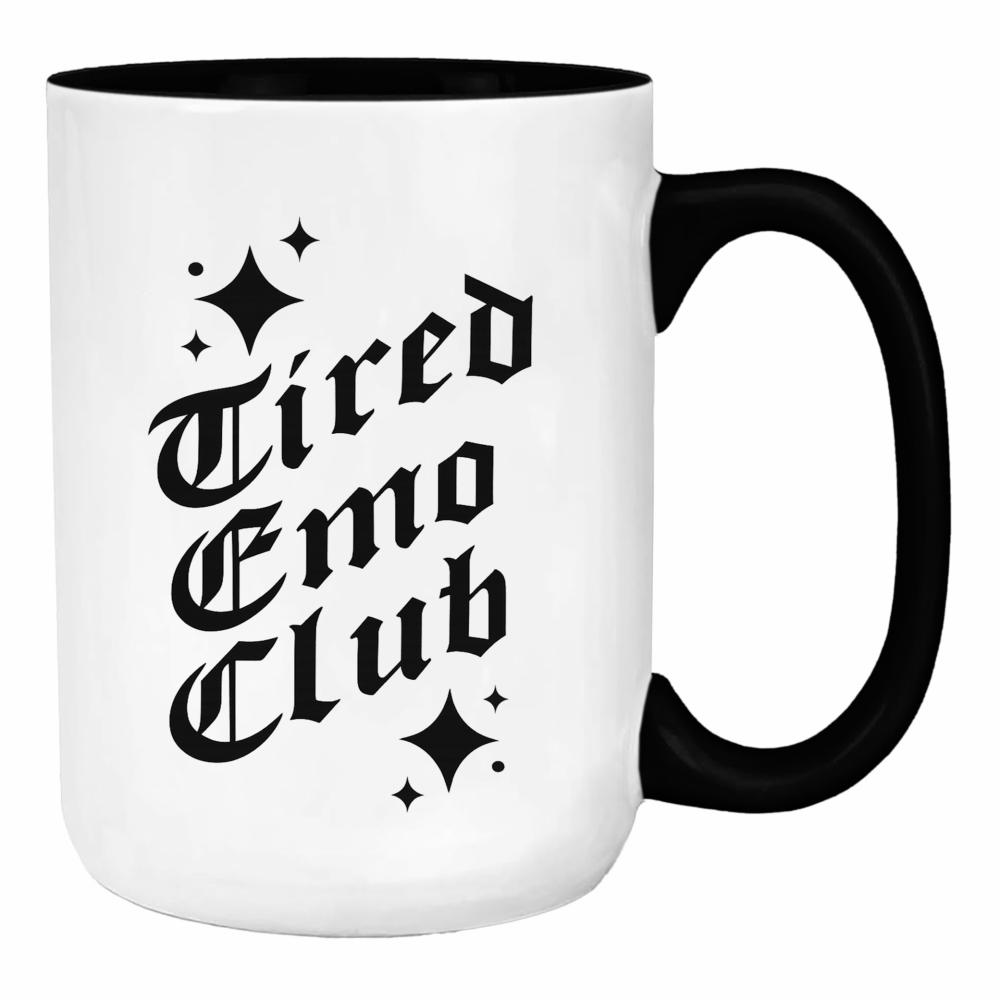 Tired Emo Club duży kubek ucho kolor kolor biały