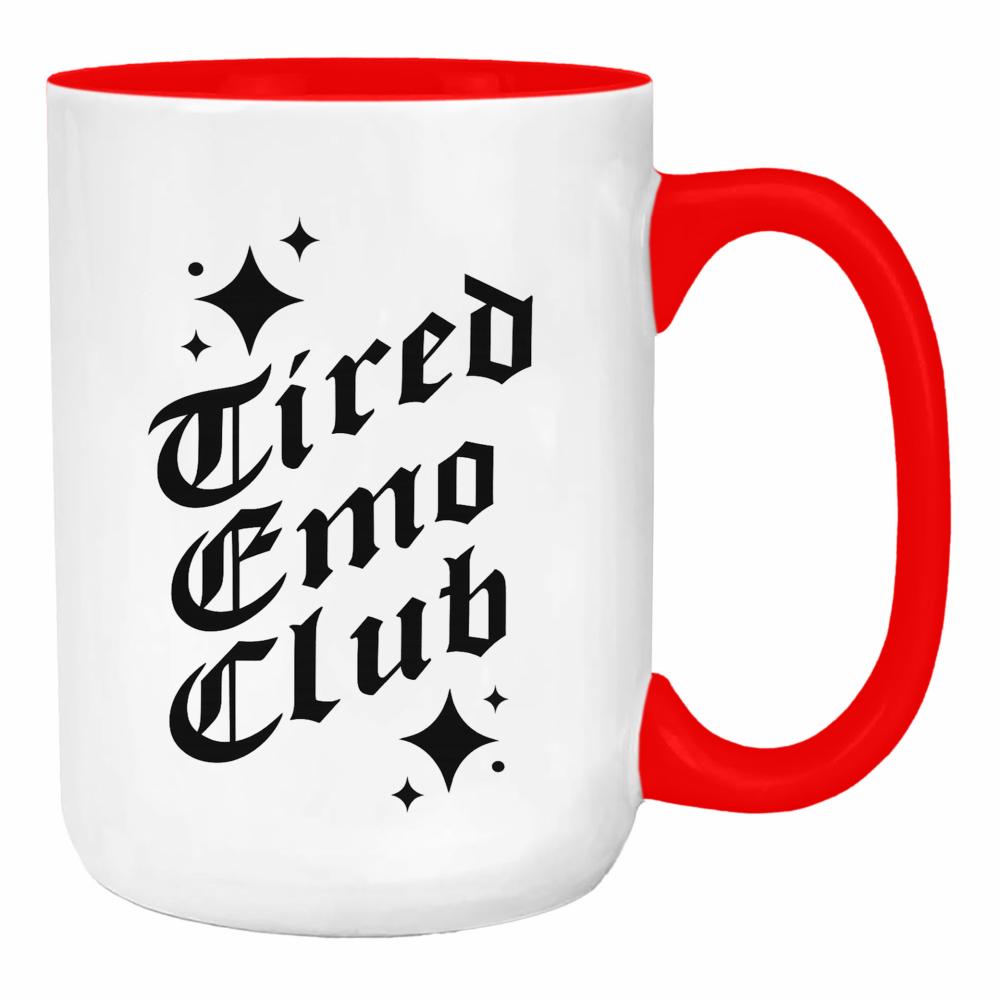 Tired Emo Club duży kubek ucho kolor kolor red