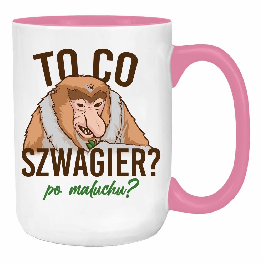 To co, szwagier? Po maluchu? duży kubek ucho kolor kolor różowy