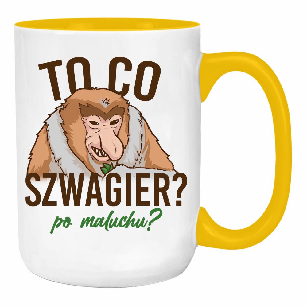 To co, szwagier? Po maluchu? duży kubek ucho kolor kolor żółty