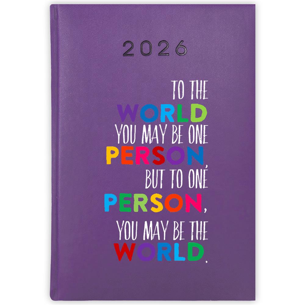To the world you may be one person kalendarz książkowy a5 2026 kolor fioletowy