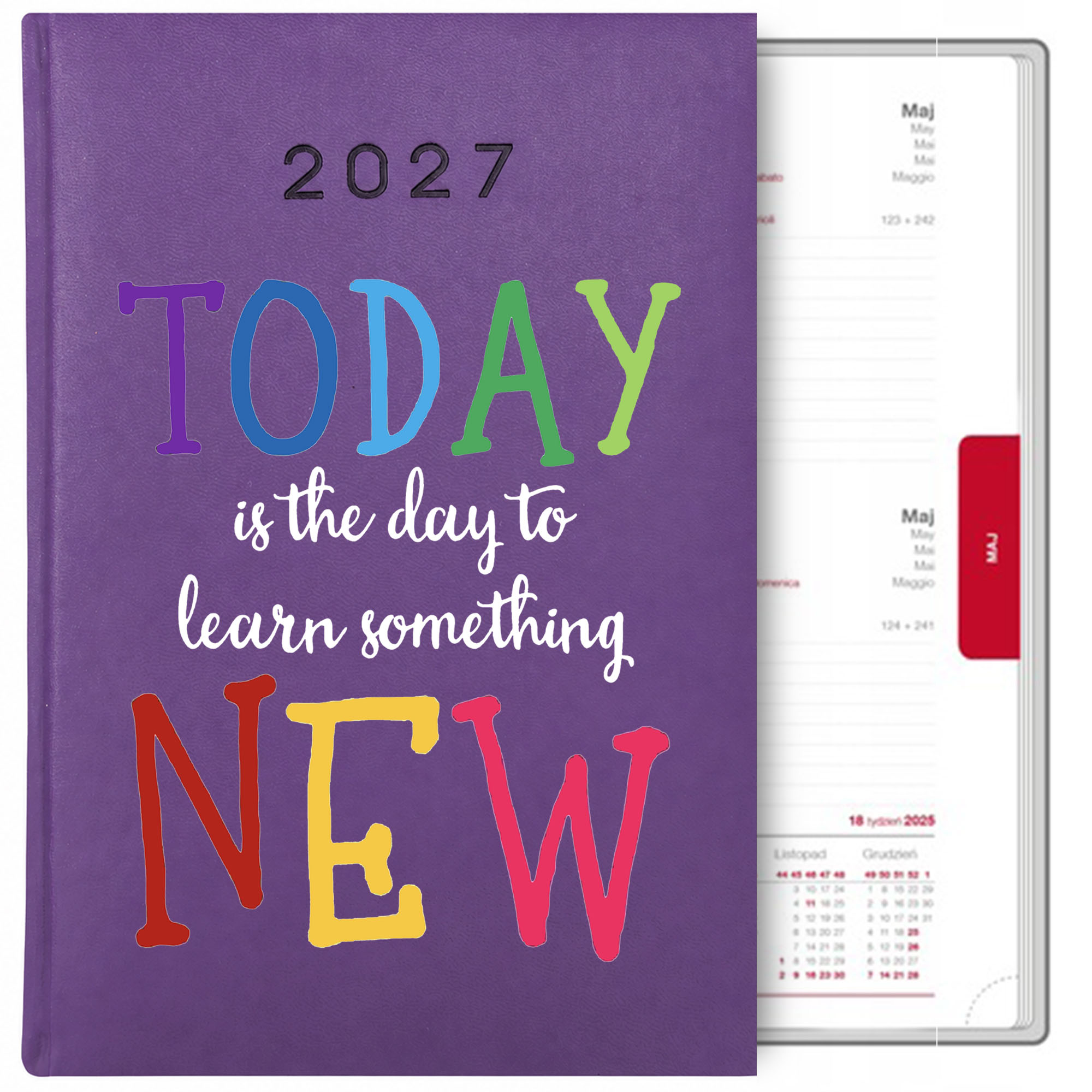 Today is the day to learn kalendarz książkowy a5 2027 kolor fioletowy