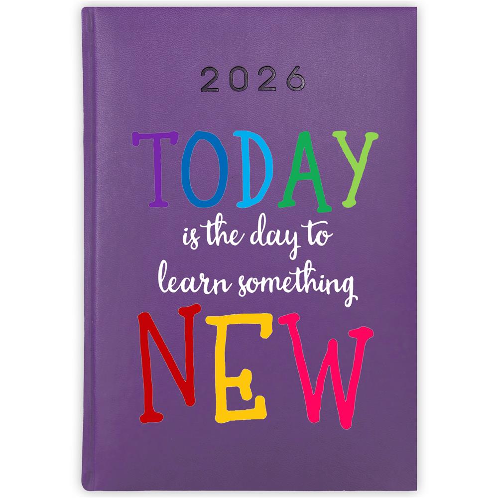 Today is the day to learn kalendarz książkowy a5 2026 kolor fioletowy