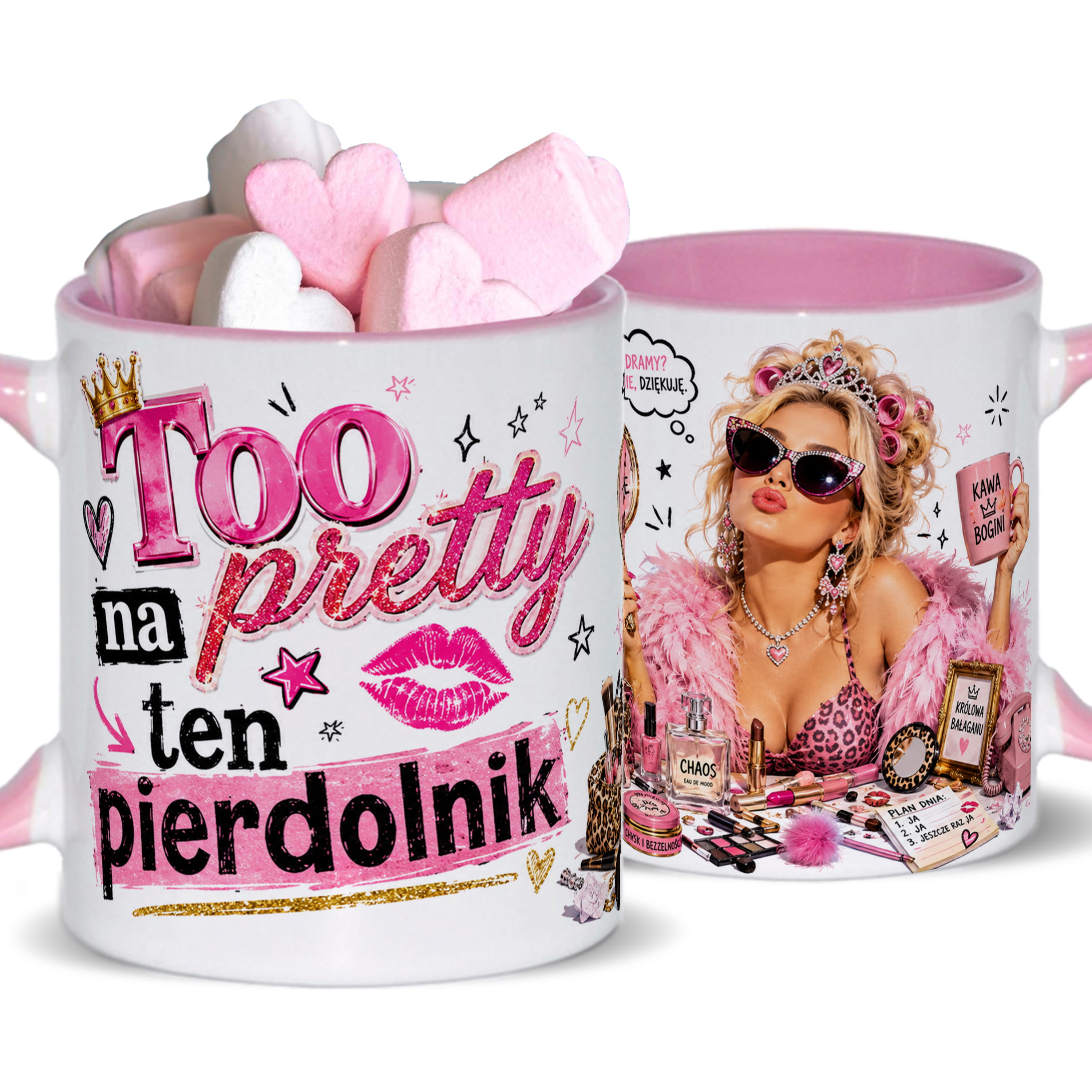 Too pretty na ten pierdolnik kubek ucho kolor kolor różowy