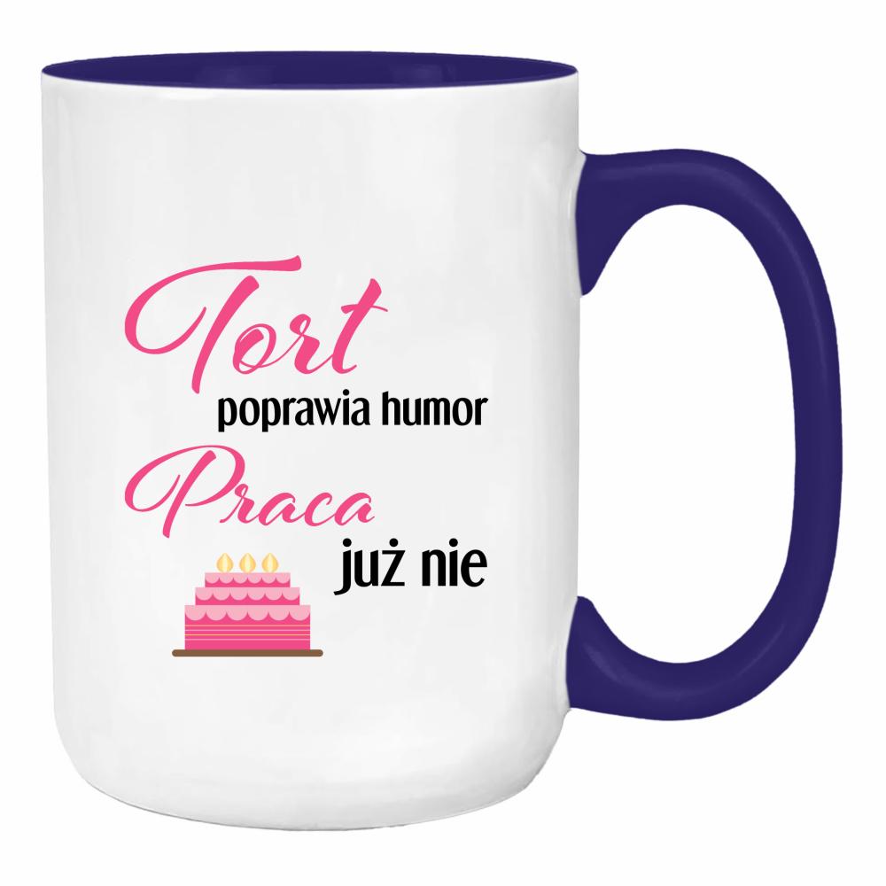 Tort poprawia humor duży kubek ucho kolor kolor navy
