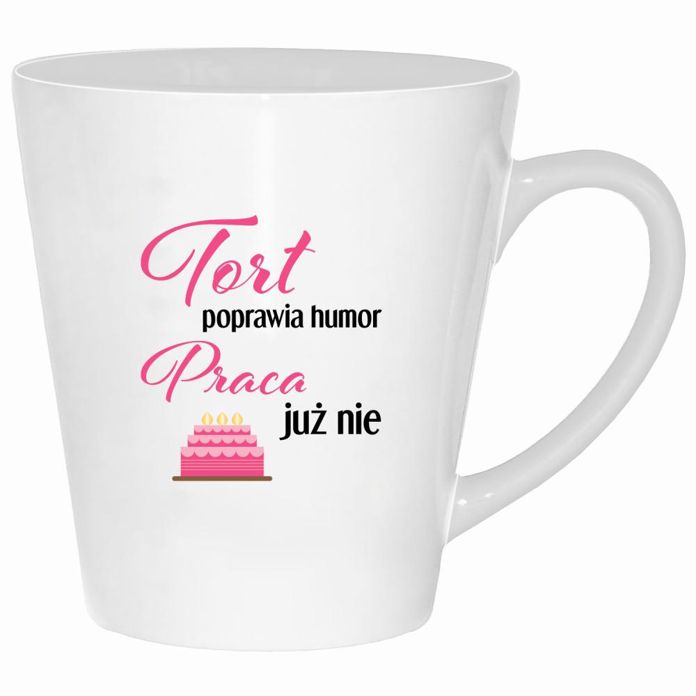 Tort poprawia humor kubek latte kolor biały
