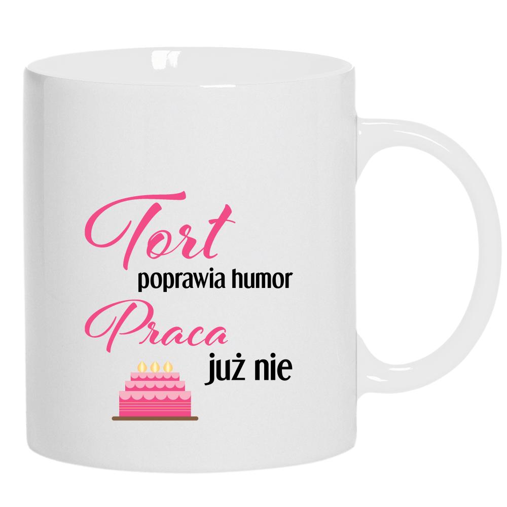 Tort poprawia humor kubek ucho kolor kolor biały