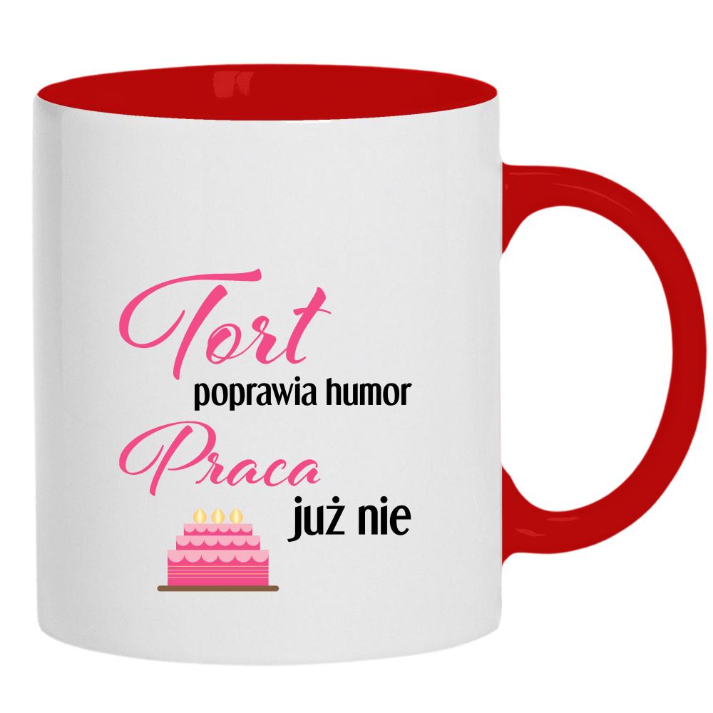 Tort poprawia humor kubek ucho kolor kolor czerwony