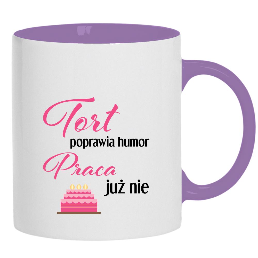 Tort poprawia humor kubek ucho kolor kolor jasnofioletowy