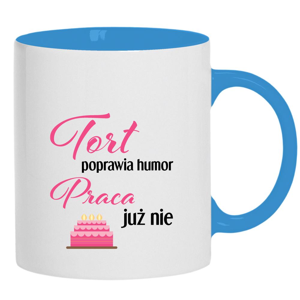 Tort poprawia humor kubek ucho kolor kolor jasnoniebieski