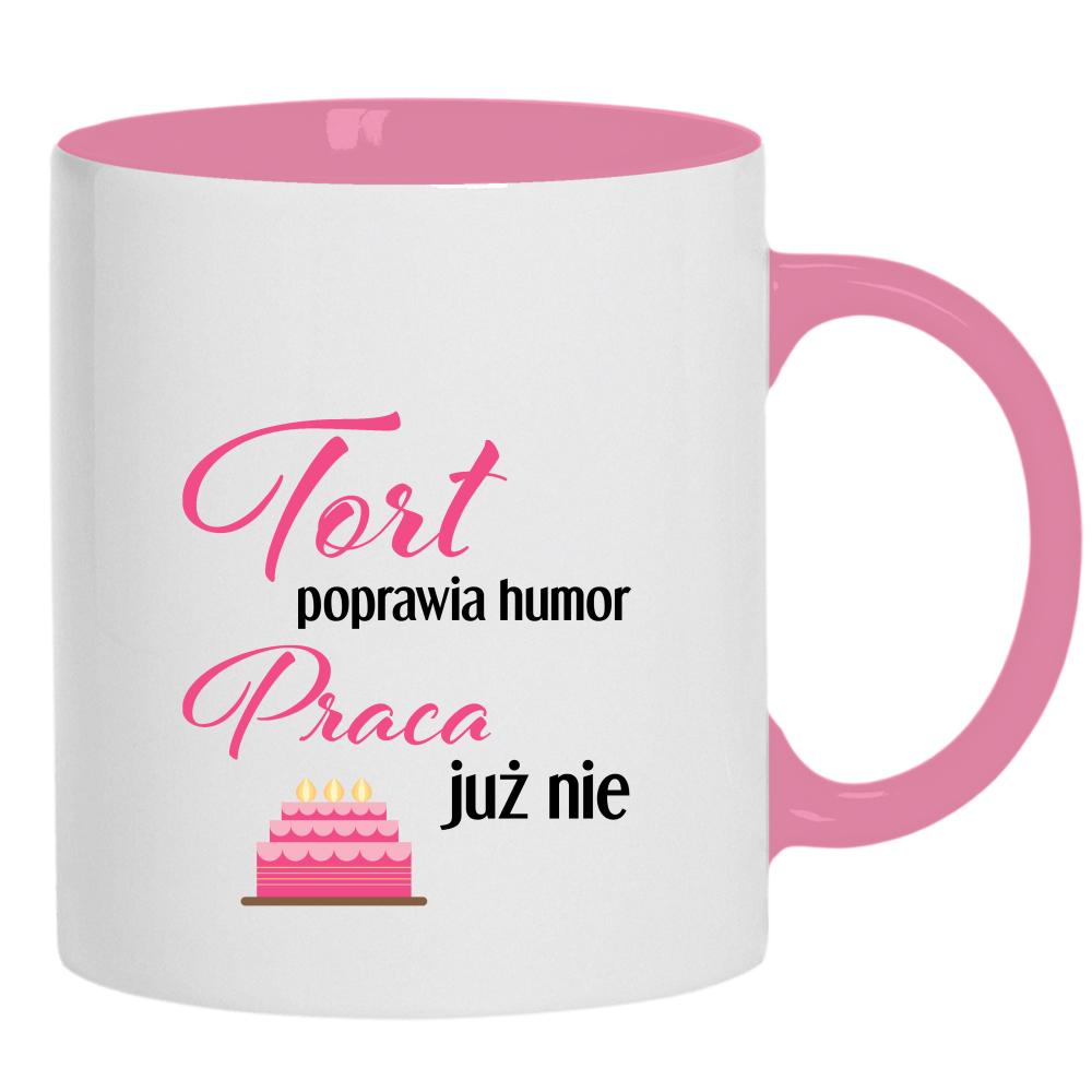 Tort poprawia humor kubek ucho kolor kolor różowy