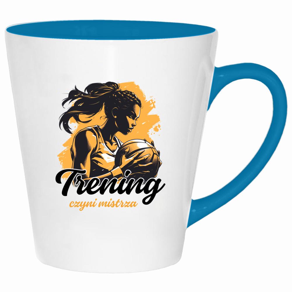 Trening czyni mistrza kubek latte kolor turkus