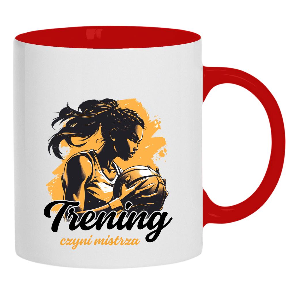 Trening czyni mistrza kubek ucho kolor kolor czerwony latte