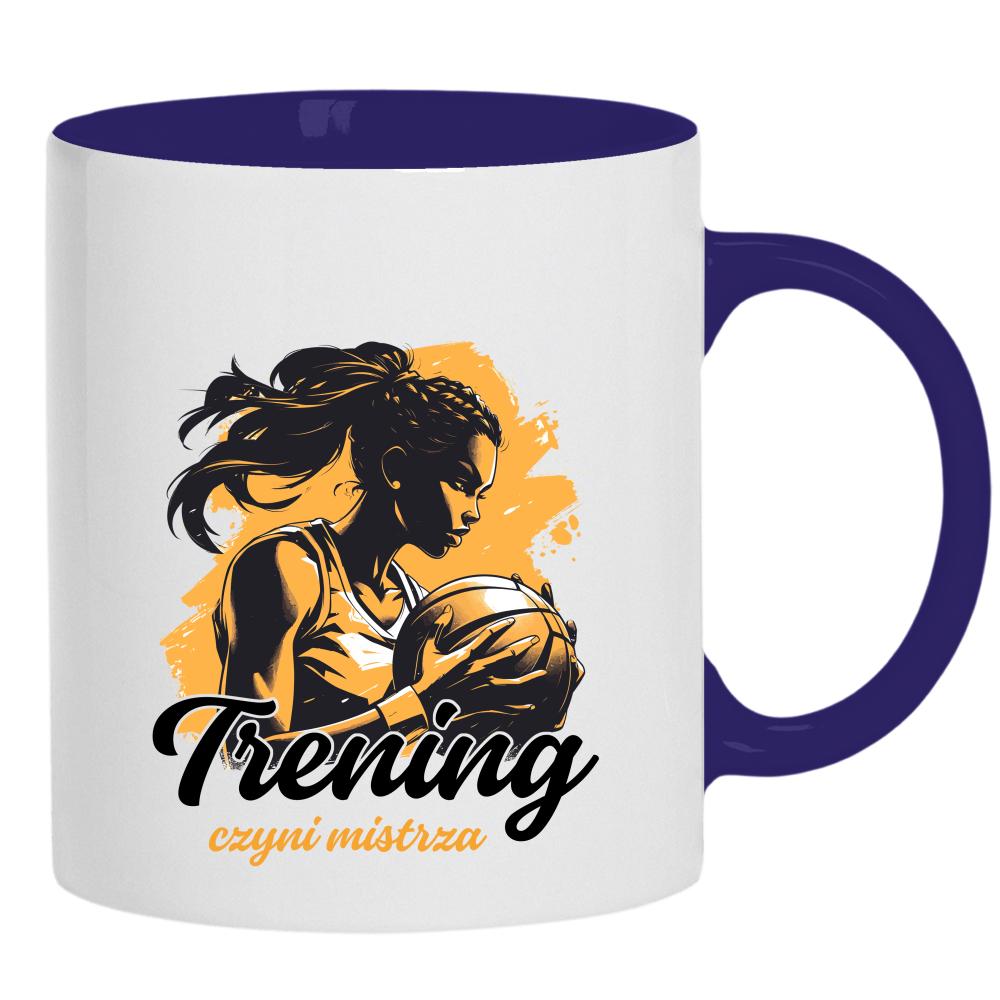 Trening czyni mistrza kubek ucho kolor kolor navy