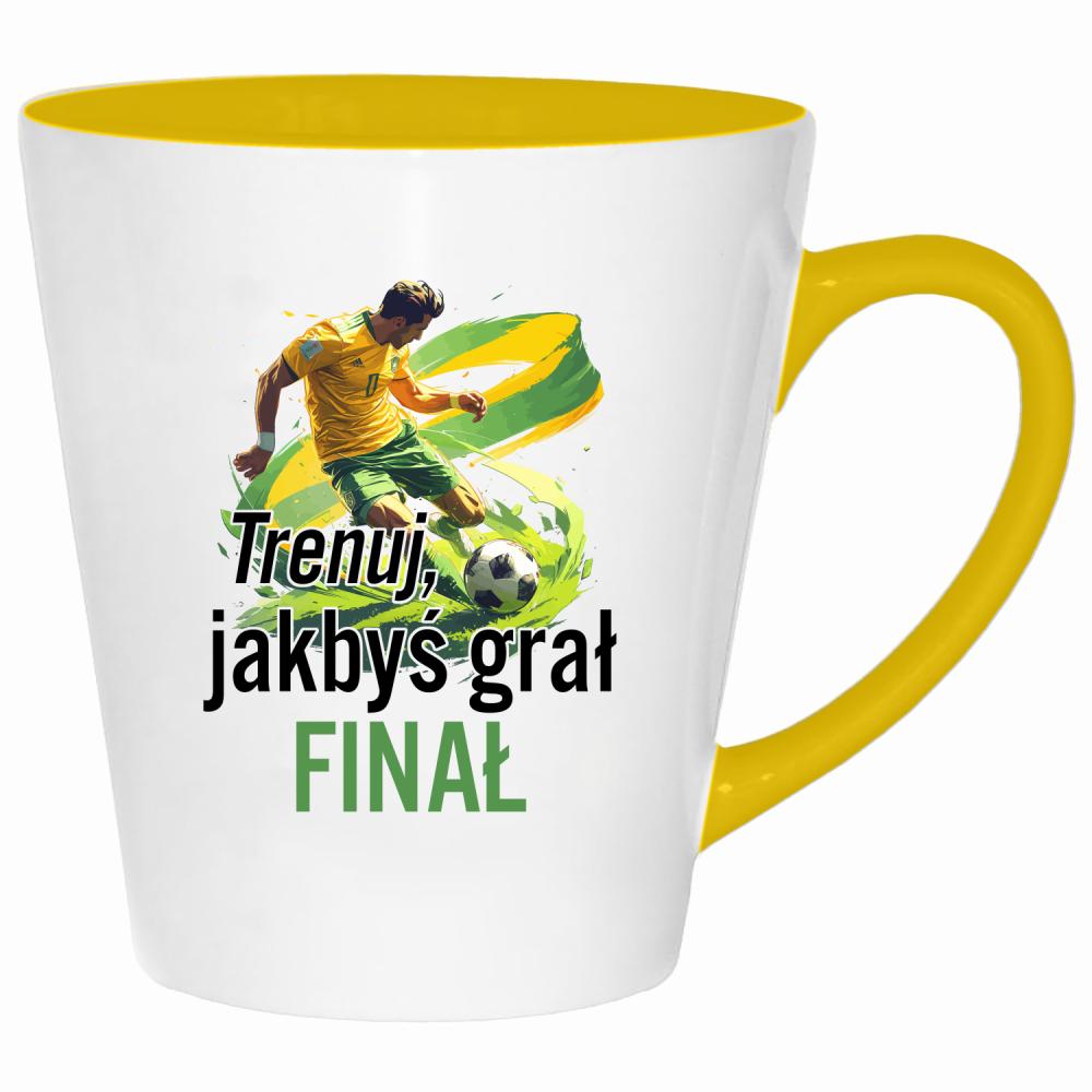 Trenuj, jakbyś grał finał kubek latte kolor żółtyy