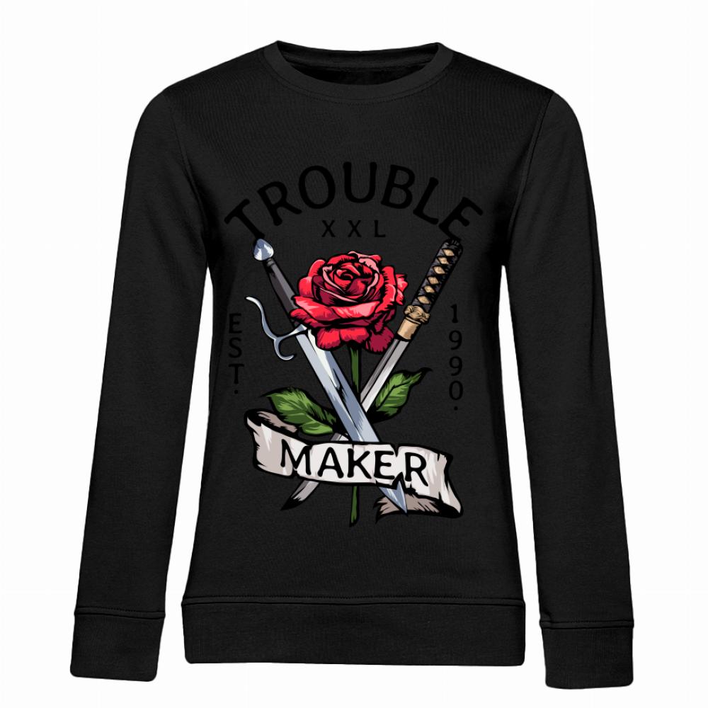 Trouble Maker bluza damska bez kaptura kolor żółtyy