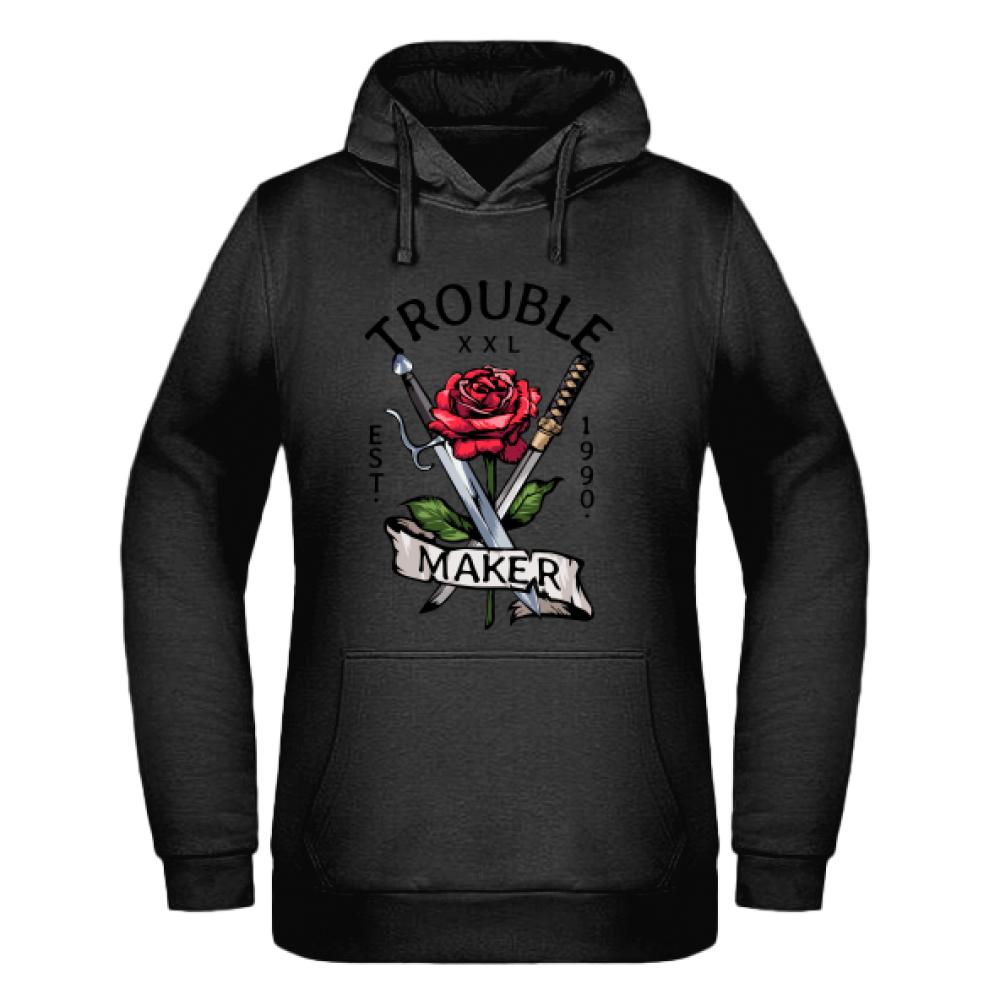 Trouble Maker bluza damska z kapturem kolor pink