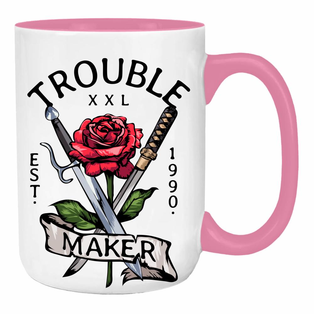 Trouble Maker duży kubek ucho kolor kolor różowy