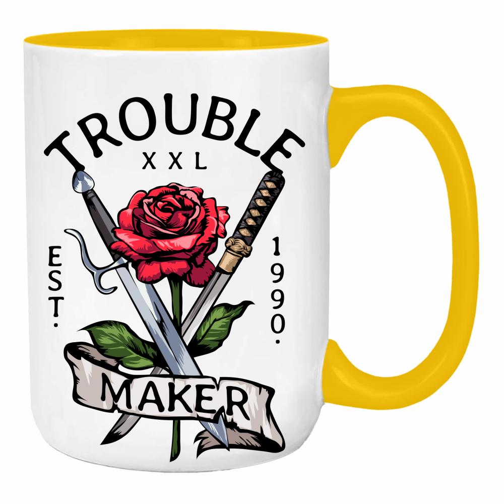 Trouble Maker duży kubek ucho kolor kolor żółty