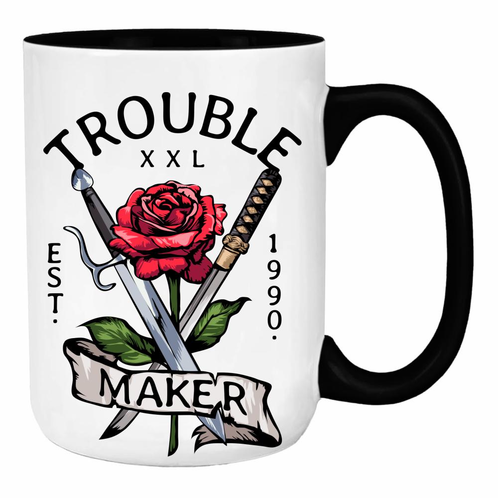 Trouble Maker duży kubek ucho kolor kolor żółtyy