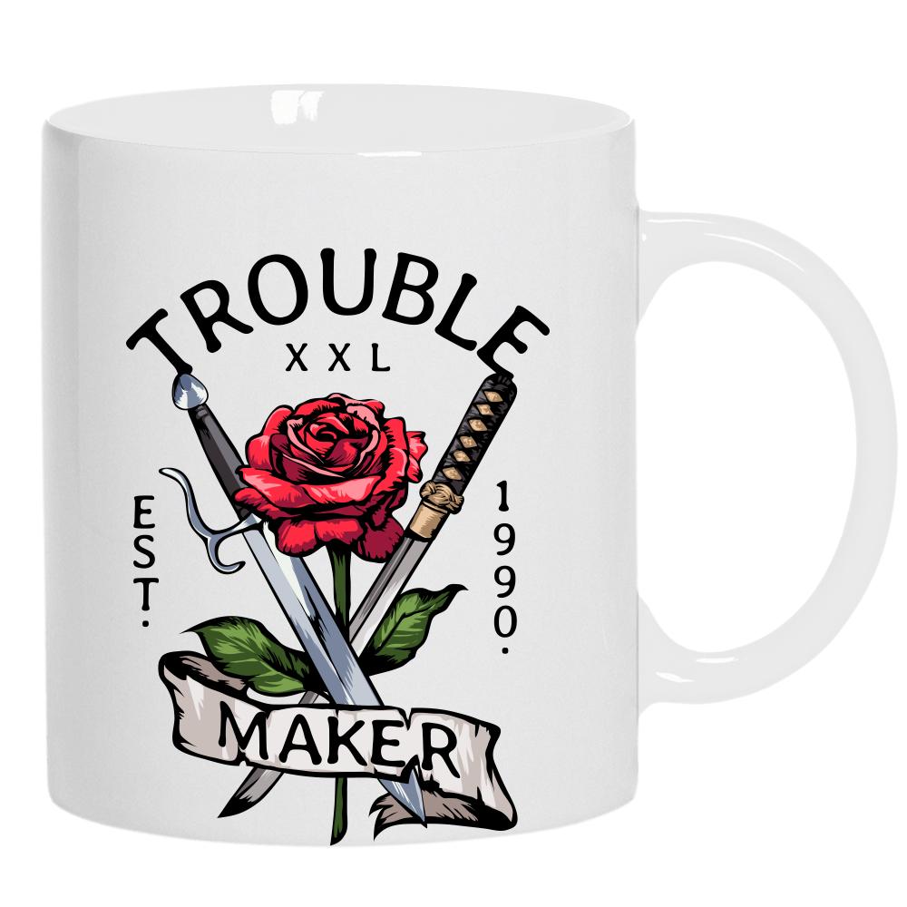 Trouble Maker kubek ucho kolor kolor biały