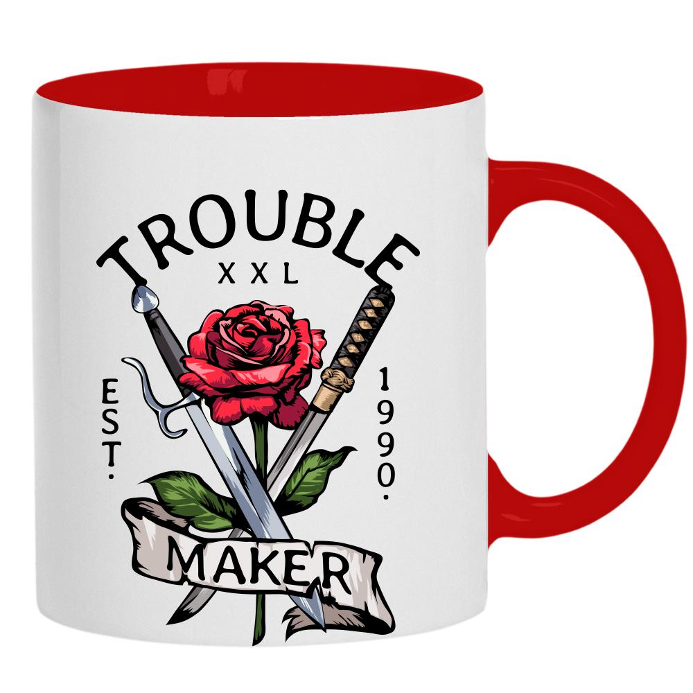 Trouble Maker kubek ucho kolor kolor czerwony latte