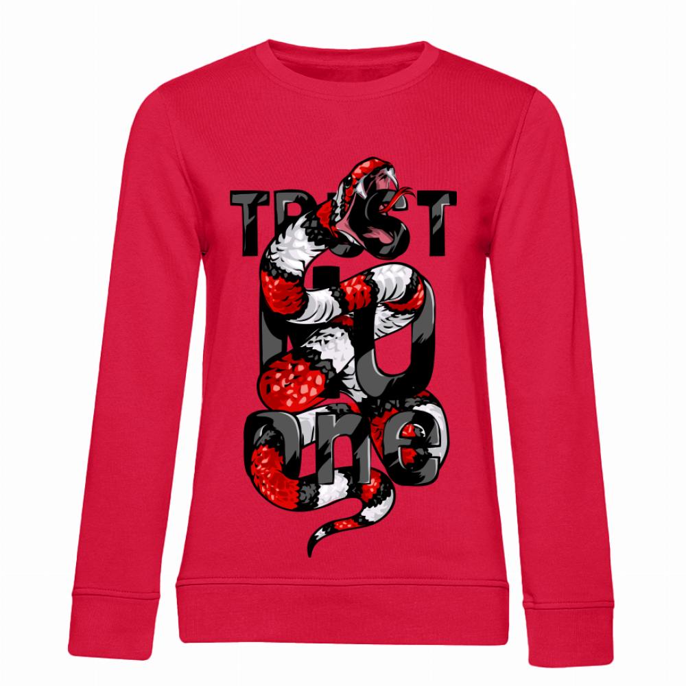 Trust No One bluza damska bez kaptura kolor czerwony